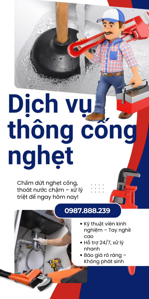 Quy trình dịch vụ thông cống nghẹt Quận 1 chuẩn “kỹ thuật + sạch sẽ”
